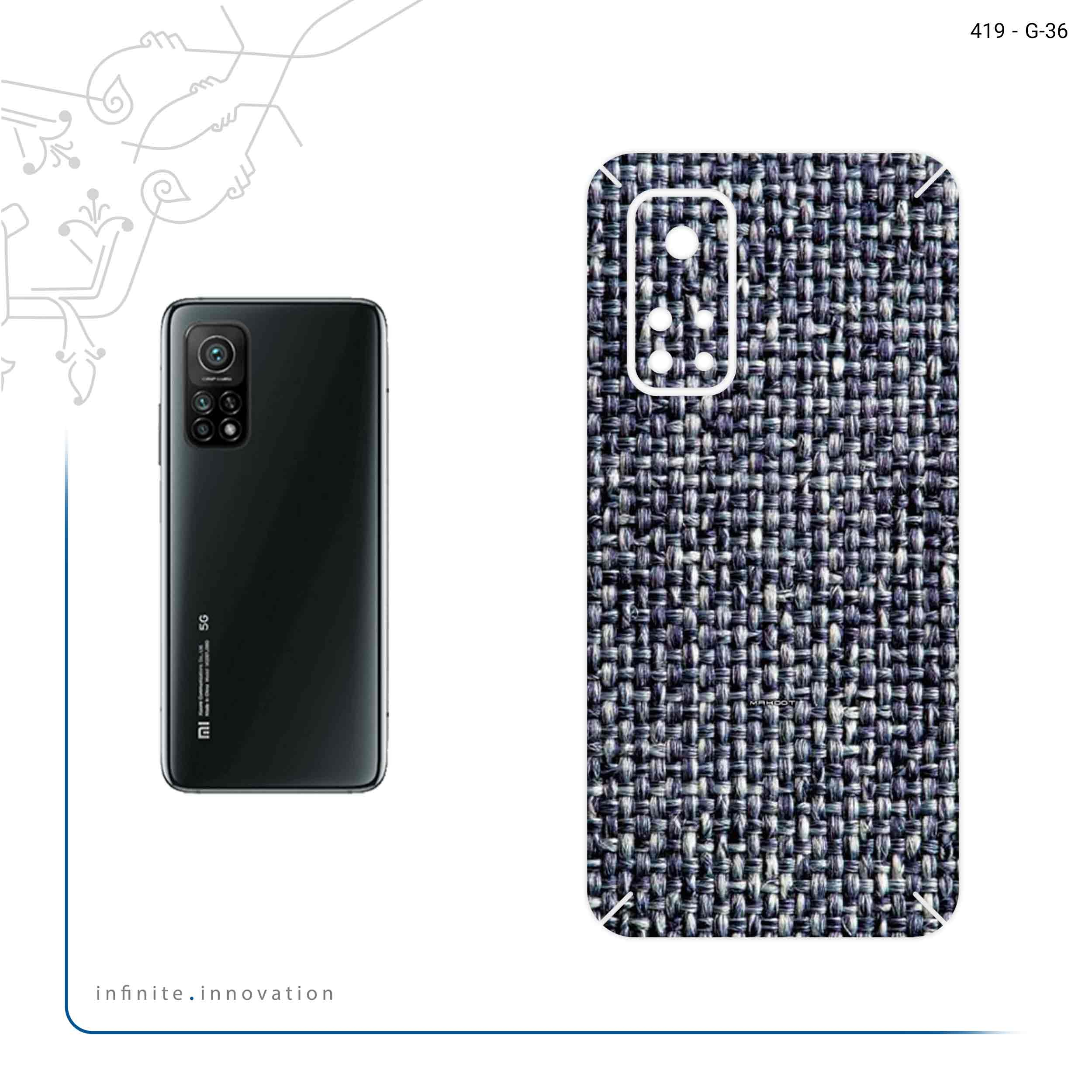 برچسب پوششی ماهوت مدل Fabric Texture 6 مناسب برای گوشی موبایل شیائومی Mi 10T 5G