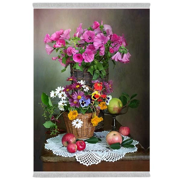 فرش پارچه‌ای دفه مدل فرشینه شانل مخمل طرح فانتزی کد 7064