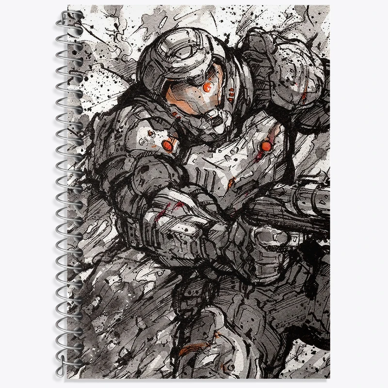 دفتر زبان 50 برگ خندالو مدل دو خط طرح بازی رستاخیز (Doom) کد 31385