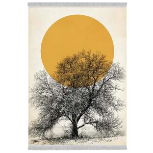 فرش پارچه‌ای دفه مدل فرشینه شانل مخمل طرح فانتزی کد 7256