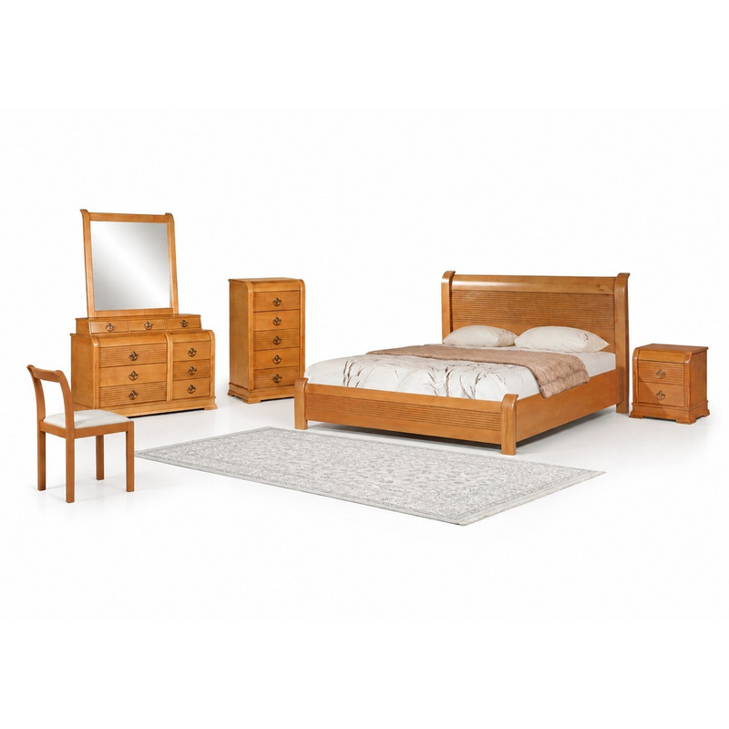 تخت‌خواب ام دی اف دو نفره مدل الیزا سایز 160×200 سانتی‌متر مجموعه 6 عددی