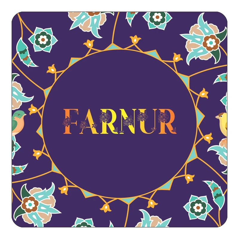 مگنت کاکتی طرح اسم فرنور farnur مدل گل و بلبل کد mg13208
