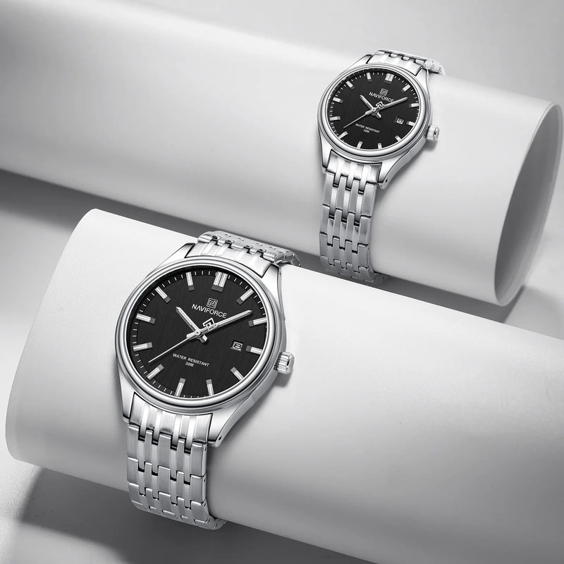 ست ساعت مچی عقربه ای  زنانه و مردانه نیوی فورس مدل 8039SSB