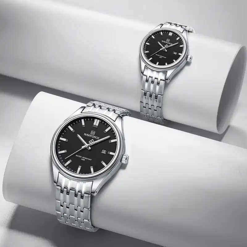 ست ساعت مچی عقربه ای زنانه و مردانه نیوی فورس مدل 8039SSB