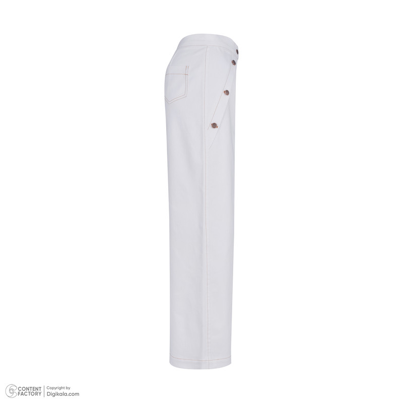 شلوار دم پا گشاد زنانه گره استایل مدل P-120 رنگ سفید