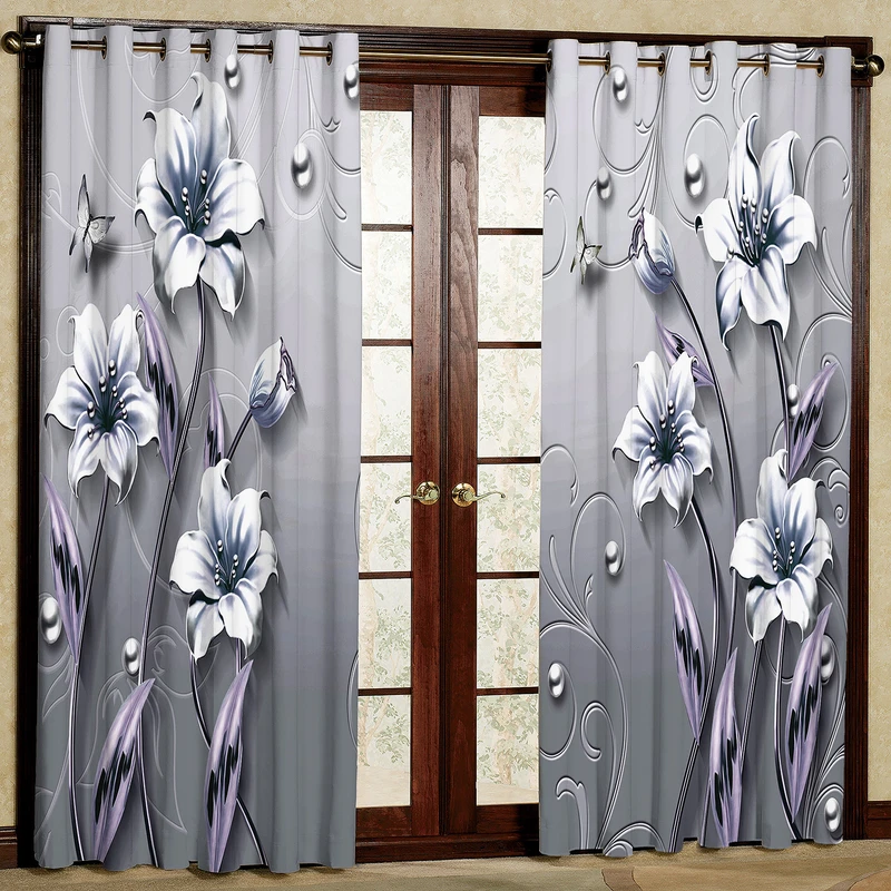 پرده بارمان دکور طرح گل مدل مخمل پانچی کد 05 4404 W سایز 140x280 سانتی متر