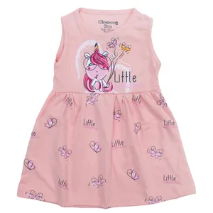 پیراهن دخترانه مدل تک شاخ رنگ صورتی