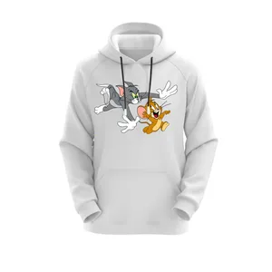 هودی زنانه مدل تام و جری کد J229 رنگ سفید