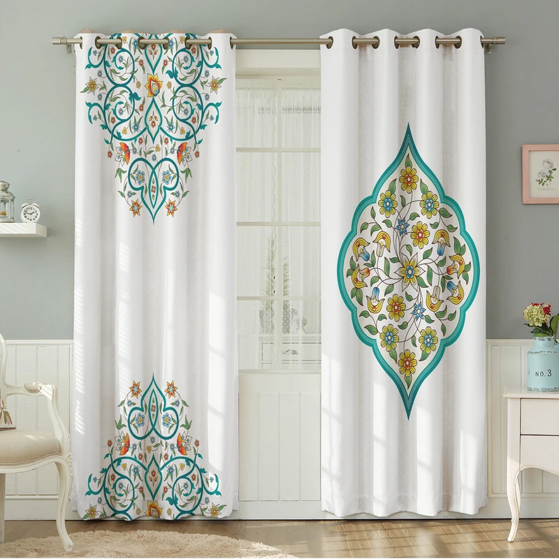 پرده نیروانا طرح سنتی مدل هازان کد 9019 سایز 140×280 سانتی متر