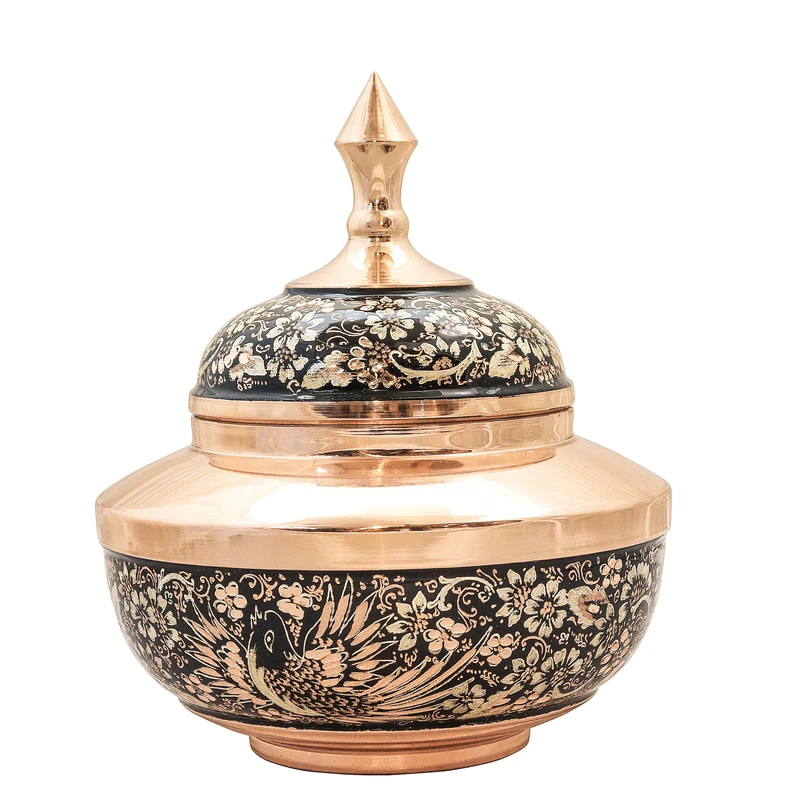 شکلات خوری مسی مدل نقره کوب الماس تراش طرح سلجوقی کد AncientIran19p17half