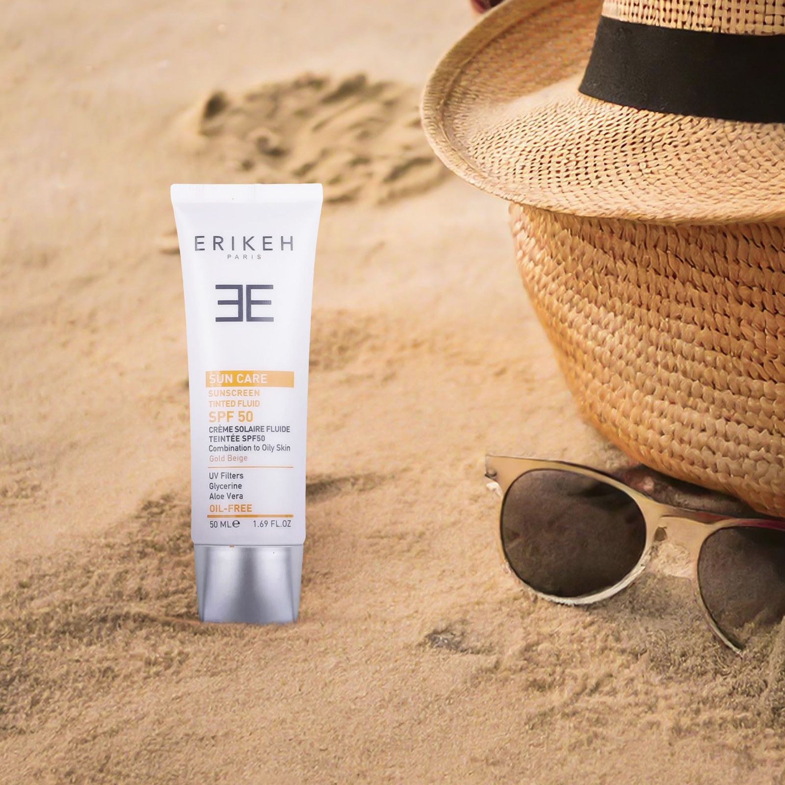 فلوئید ضد آفتاب رنگی اریکه، SPF50، مدل CO_GB، ‌مناسب پوست‌های چرب و مختلط با تنالیته متوسط و حجم 50 میلی‌لیتر، محافظت‌کننده در برابر اشعه‌های UVA و UVB، دارای فرمولاسیون فاقد چربی و گلیسیرین، با ماندگاری 2 ساعته -  - 2