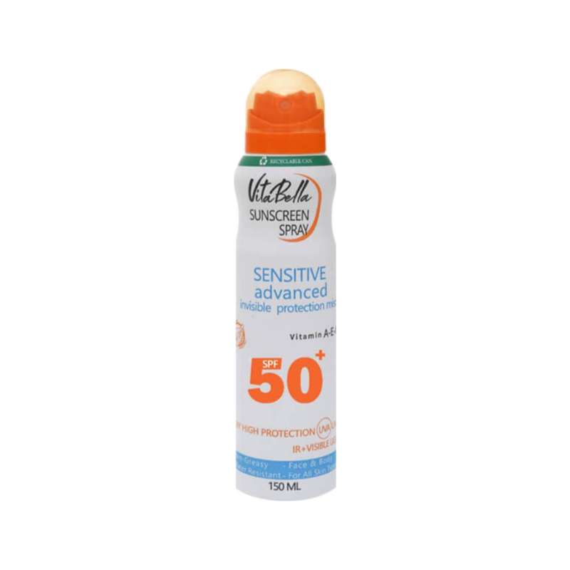 اسپری ضد آفتاب بدون رنگ ویتابلا SPF 50 مدل sun مناسب انواع پوست حجم 150میلی‌لیتر