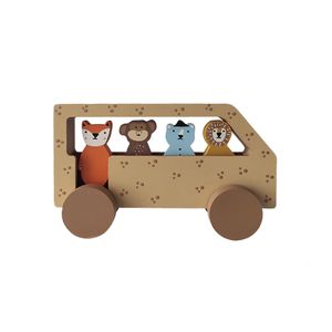  اسباب بازی چوبی طرح اتوبوس حیوانات جنگلی مدل MKids59-D