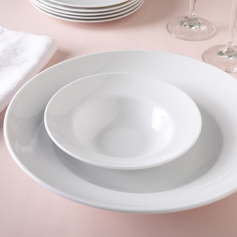 بشقاب غذاخوری زی مدل ظرف پاستا گود 18 تک نفره سفید درجه یک بسته شش عددی