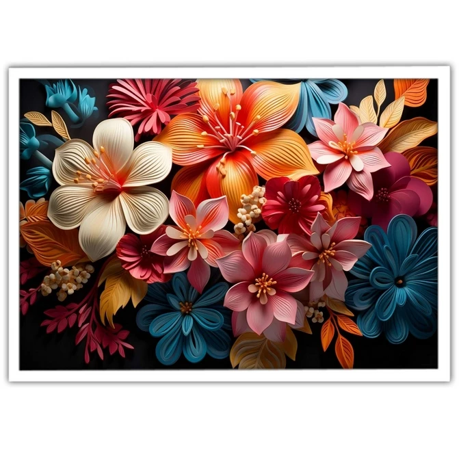 تابلو نوری بکلیت طرح گرافیکی گل رنگی مدل W-MID-17403