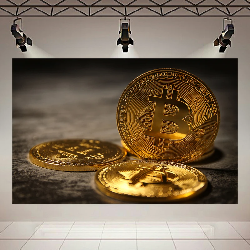 تابلو بوم طرح مخمل بیت کوین مدل اقتصاد نوین کد AR304843