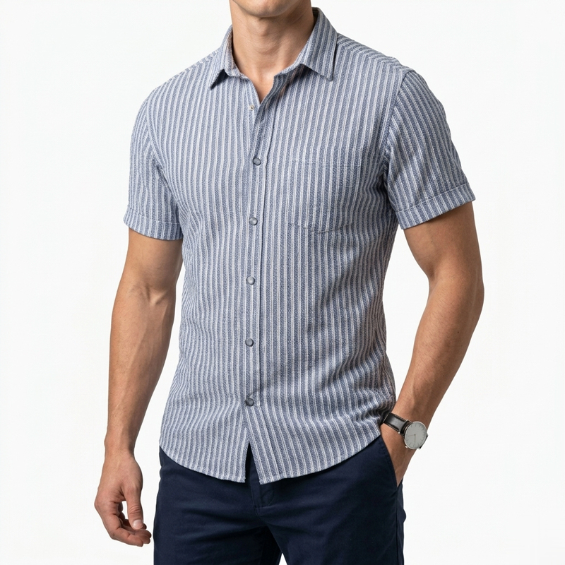 قیمت روز پیراهن آستین کوتاه یقه برگردان با تنخور معمولی (regular fit) مردانه مدل Ab45 خرید