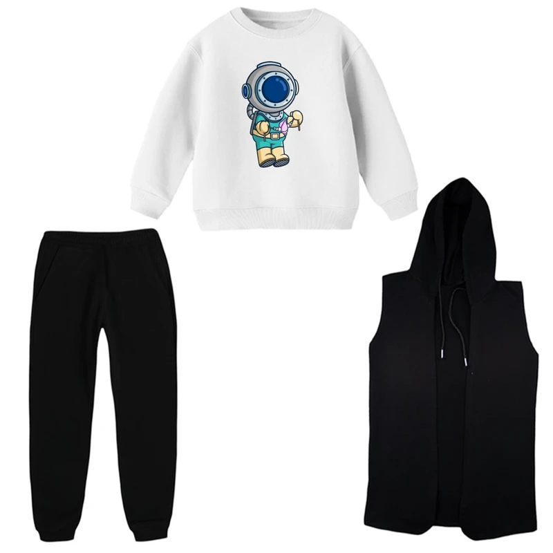 ست 3 تکه لباس راحتی بچگانه مدل آدم فضایی کد 02