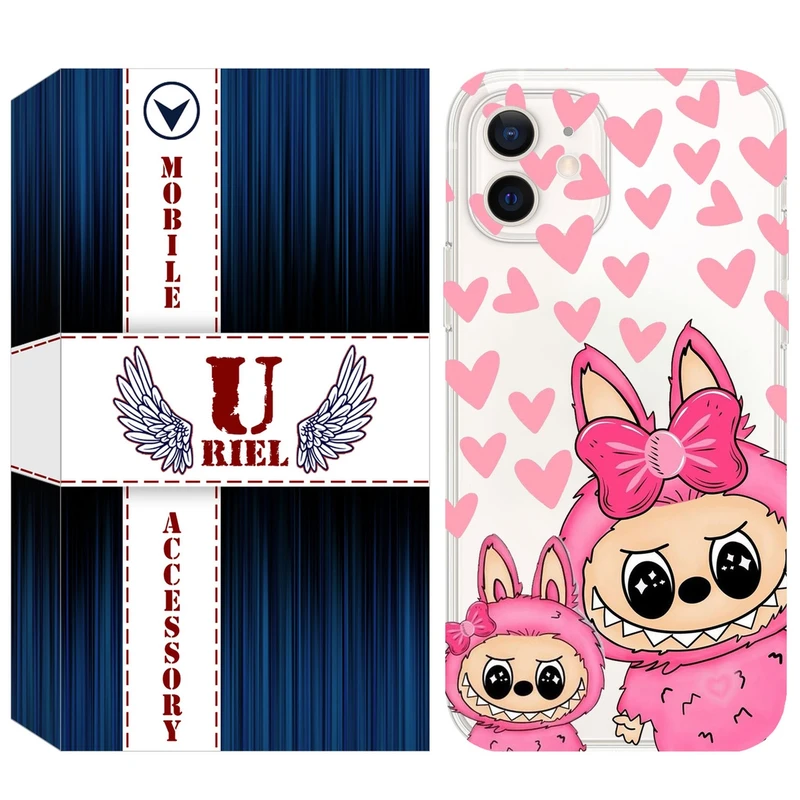 کاور یوریل قاب مدل Clear کد 105 طرح لبوبو Labubu مناسب برای گوشی موبایل اپل iPhone 12