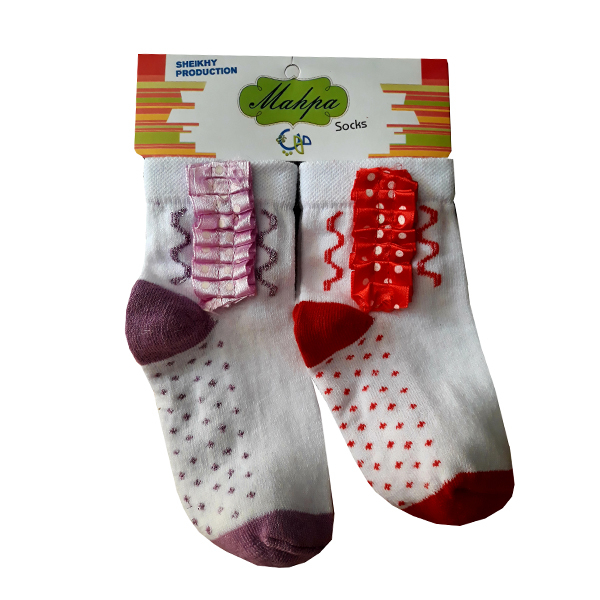جوراب دخترانه مهپا مدل پلیسه دار مجموعه 2 عددی