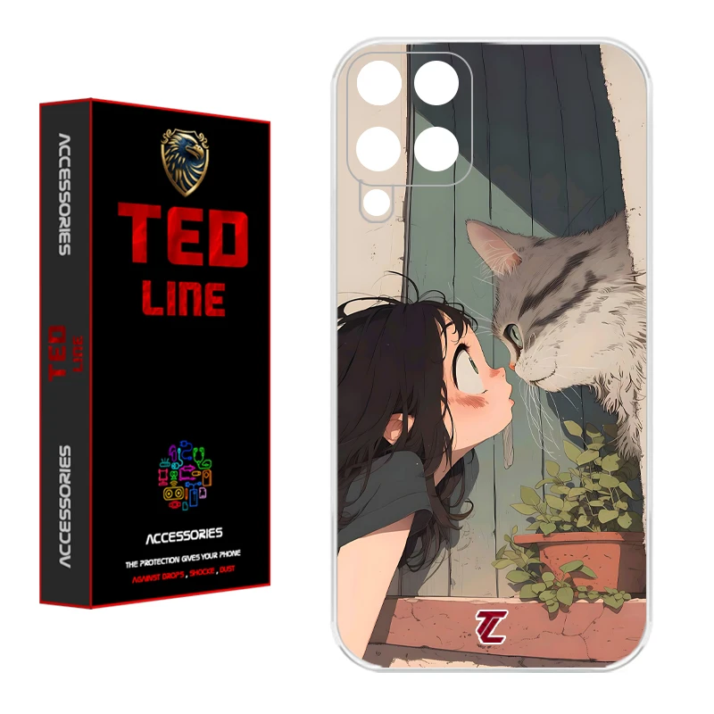 کاور تدلاین طرح دختر و گربه کد 1205 مناسب برای گوشی موبایل سامسونگ Galaxy A22 4G