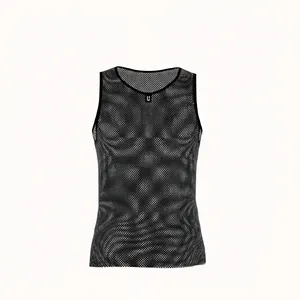 زیرپوش رکابی یقه گرد مردانه مدل توری فیش نت الاینا