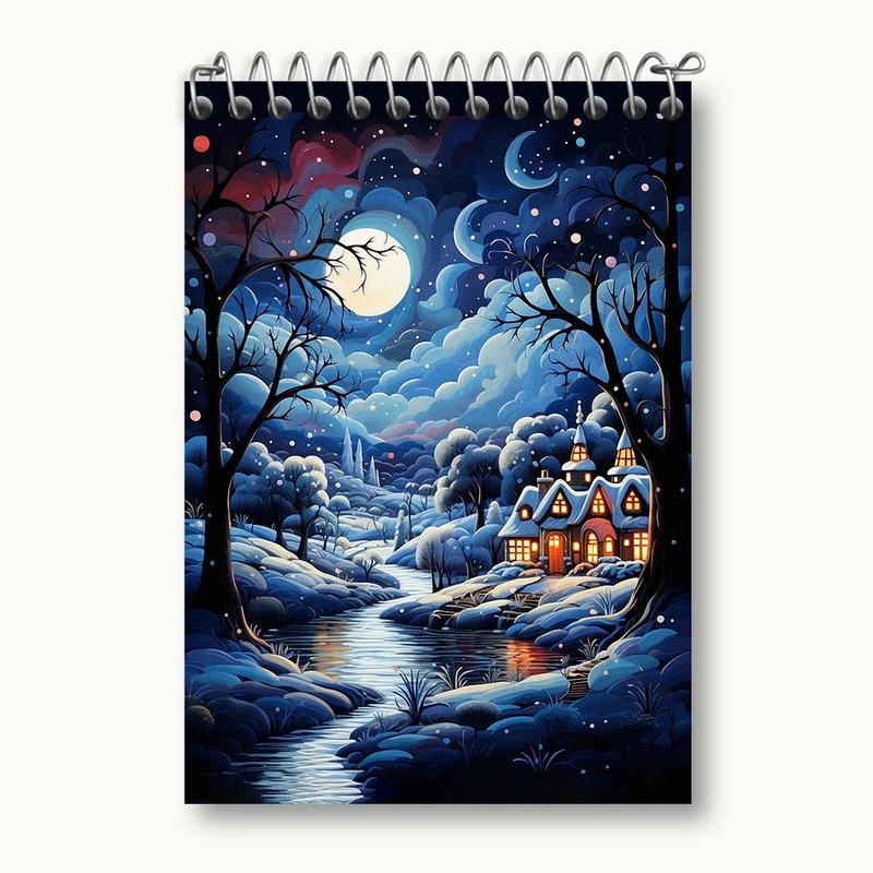 دفتر یادداشت 50 برگ خندالو مدل منظره برفی کد N1619