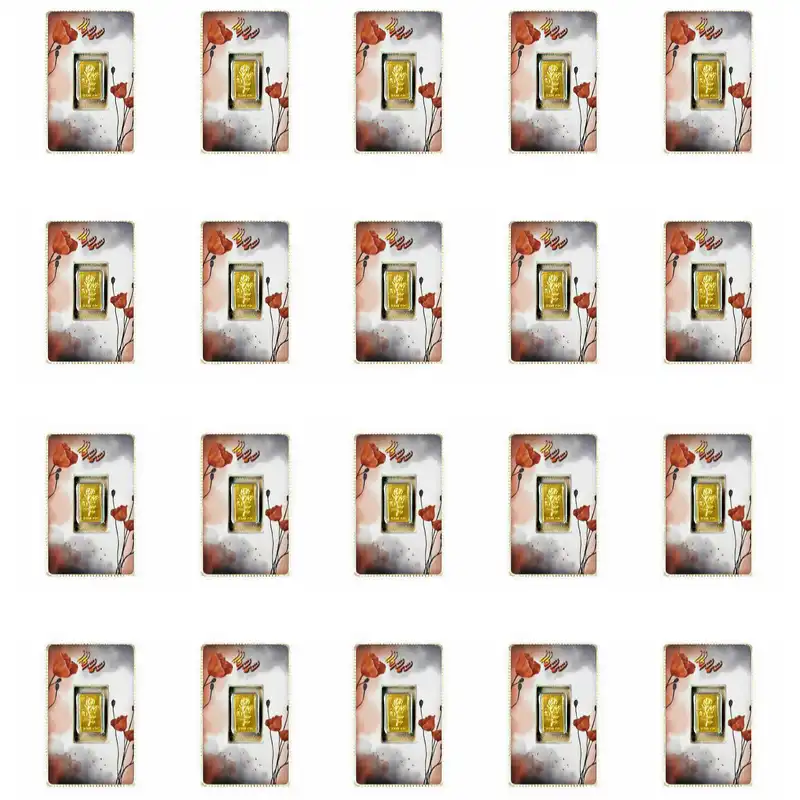 شمش طلا 18 عیار مدل گل شقایق کد N13 مجموعه 20 عددی