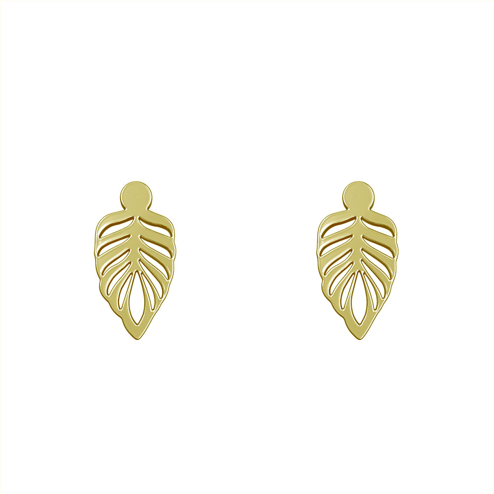 گوشواره طلا 18 عیار زنانه مدوپد مدل برگ کد GA1-10711