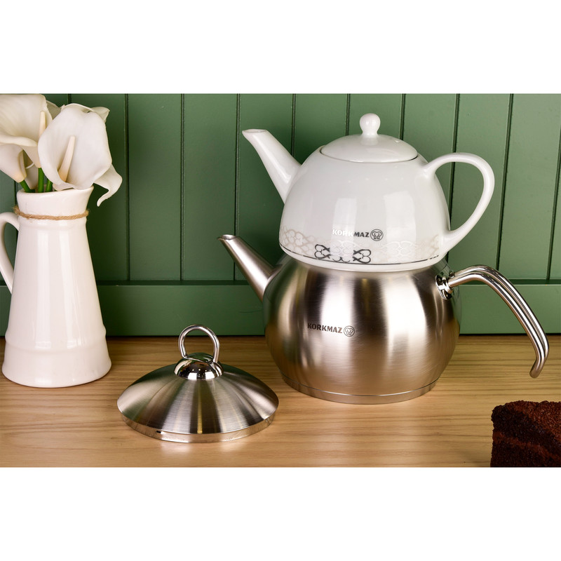 ست کتری قوری کرکماز مدل  Tombik Satin کد 03-104 گنجایش کتری 2 لیتر گنجایش قوری 1 لیتر