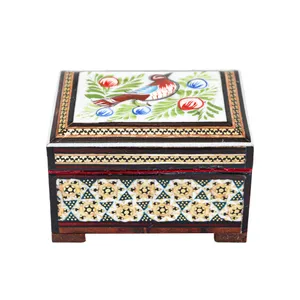جا سکه ای خاتم کاری مدل لولادار طرح گل و مرغ برجسته کد 8p6RGB2f2