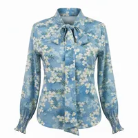 بلوز آستین بلند یقه کراواتی زنانه مدل پریا کد ۳۴