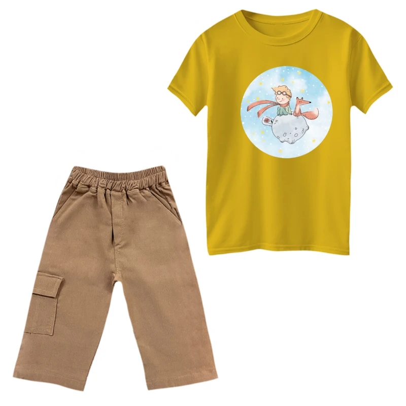 ست تی‌شرت و شلوارک پسرانه مدل شازده کوچولو و روباه