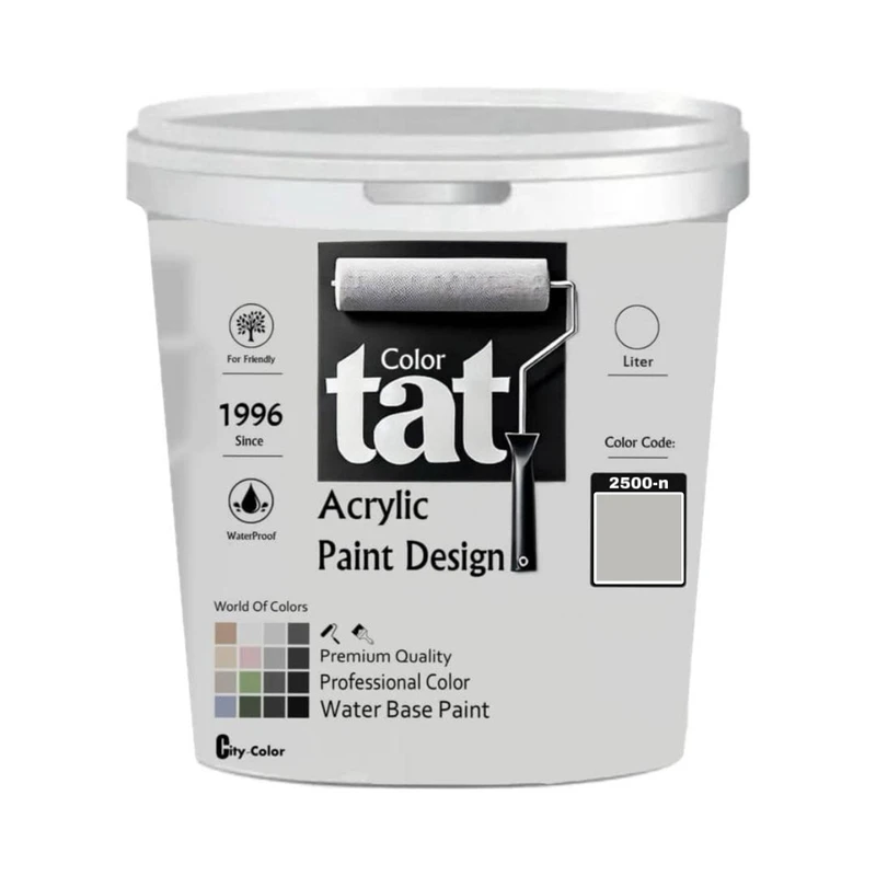 رنگ طوسی روشن مات اکرولیک تات کد 2500-n حجم 1لیتر