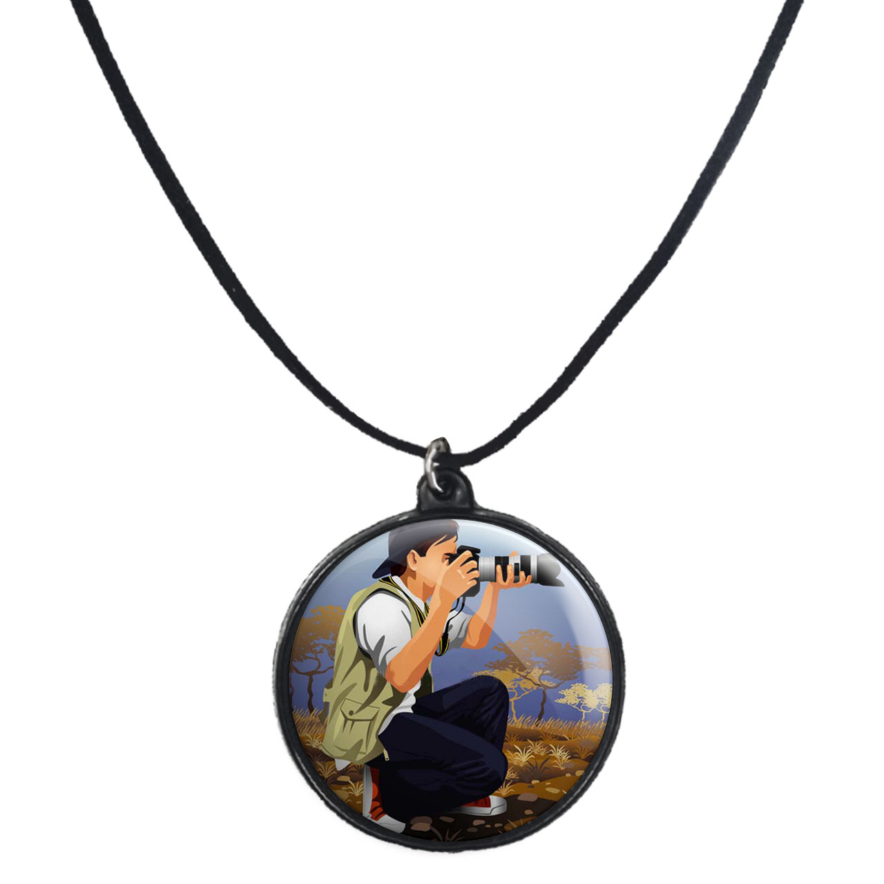 گردنبند پرمانه طرح عکاس کد pmb.12674 مدل دو طرفه