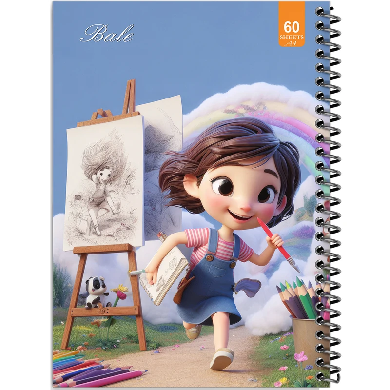 دفتر نقاشی 60 برگ انتشارات بله طرح فانتزی دخترانه کد A4-O260