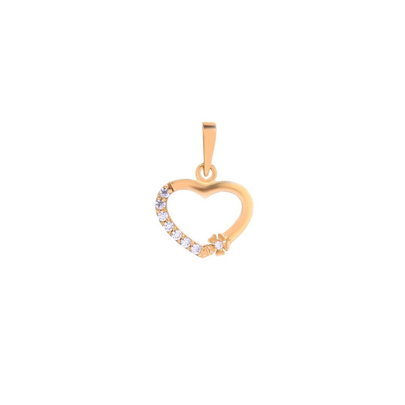 آویز گردنبند طلا 18 عیار زنانه الی گالری مدل قلب نیمه نگینی