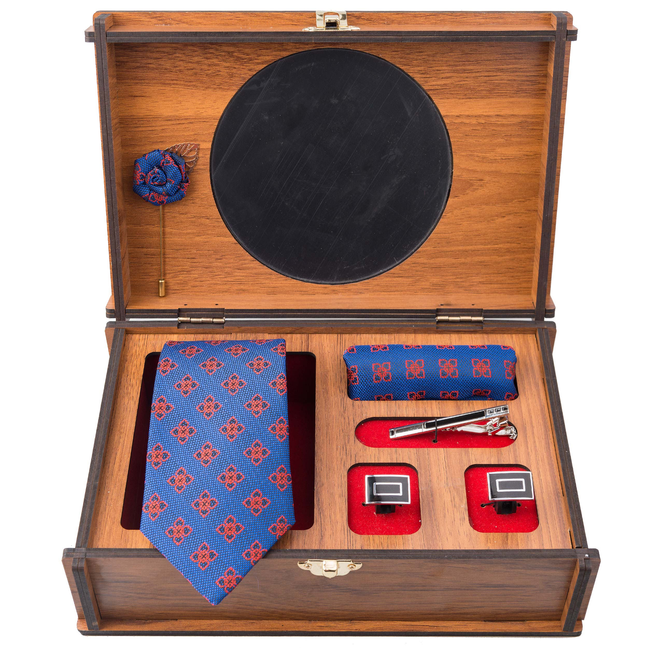 ست کراوات و دستمال جیب و دکمه سردست مردانه مدل GF-PO771-BOX 