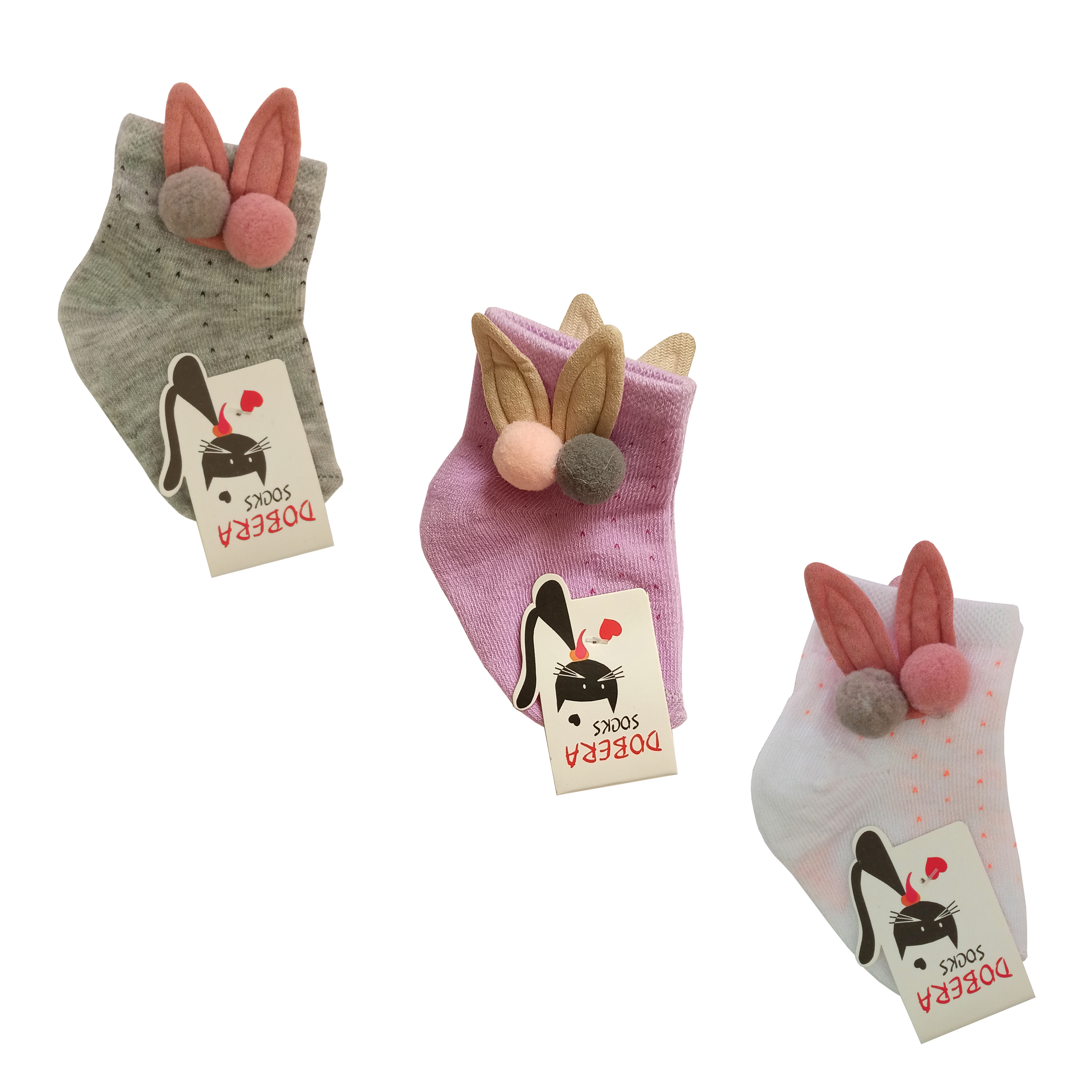 جوراب نوزادی دوبرا طرح خرگوش مدل SlnfA01 مجموعه 3 عددی