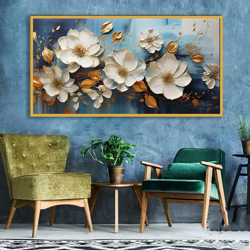  تابلو مدل دکوراتیو طرح گل کد 389 فریم طلایی