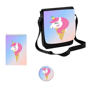 کیف دوشی مدل یونیکورن تک شاخ طرح Unicorn کد s5 به همراه دفتر یادداشت و پیکسل