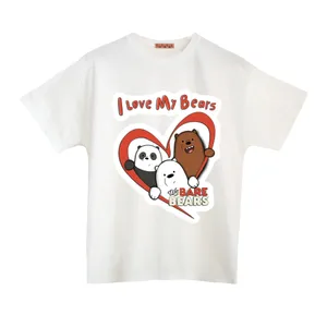 تی شرت آستین کوتاه زنانه مدل سه خرس بامزه رنگ سفید