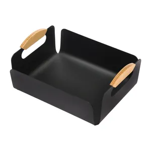 سینی دسته دار مدل فلزی چوبی مستطیل سایز 25*20 سانتی متر