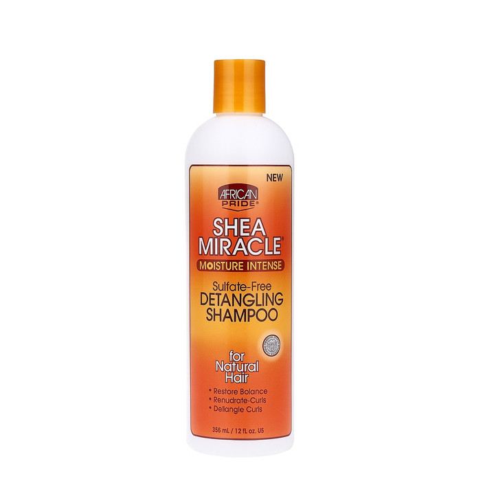 شامپو مو آفریکن پراید مدل SHEA MIRACLE مناسب برای انواع مو حجم 355 میلی لیتر