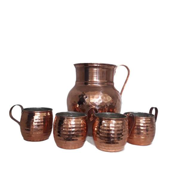 ست 5 تکه پارچ و لیوان مسی مدل M 2