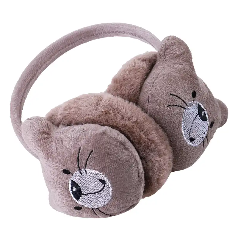 گوش گیر بچگانه مدل تلی داخل خز طرح موش بازیگوش رنگ قهوه ای