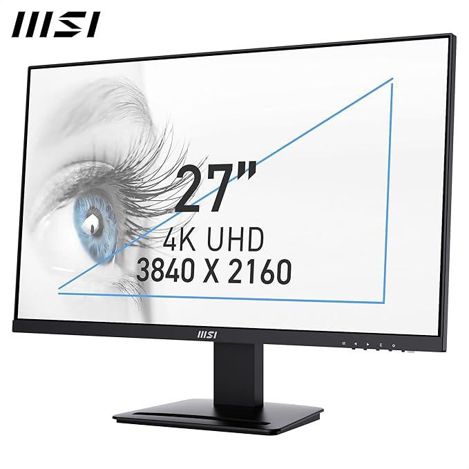 مانیتور 27 اینچ ام اس آی مدل PRO MP273U، رزولوشن 4K UHD، پنل IPS، نرخ بروزرسانی 60 هرتز، با نسبت تصویر 16:9، دارای اسپیکر داخلی، دارای پورت HDMI و DisplayPort و خروجی هدفون