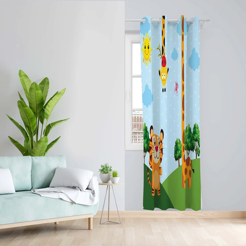 پرده طرح کودک مدل مخمل پانچی کد 5205 z سایز 140x200 سانتی متر