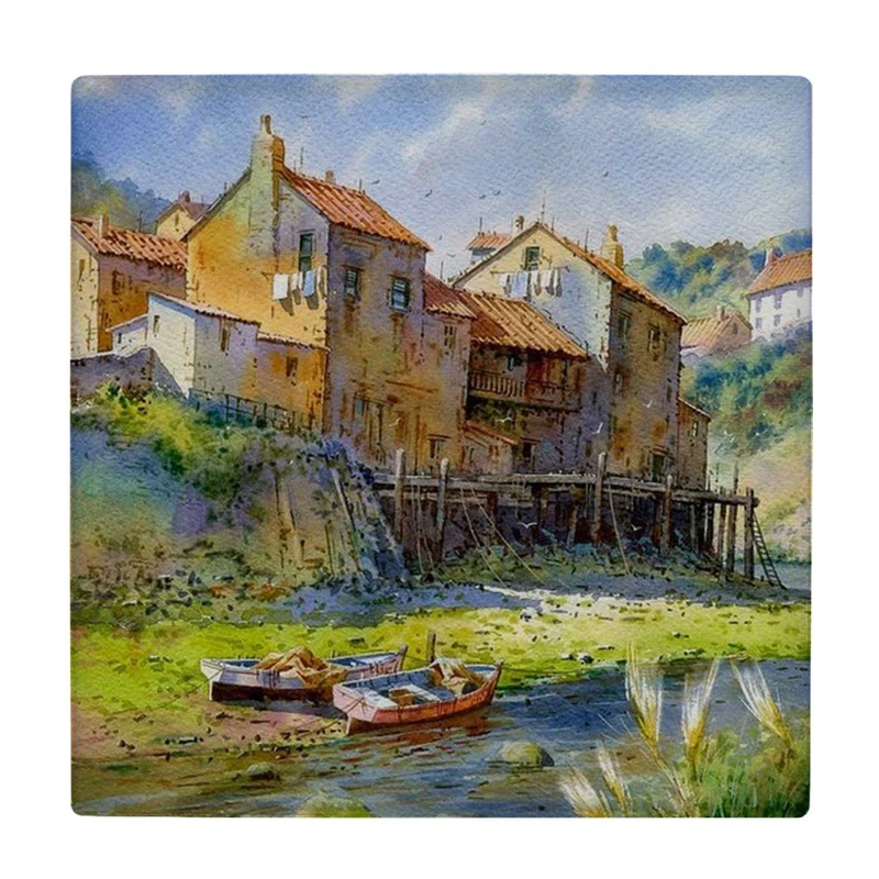  زیر لیوانی طرح دهکده و قایق ها کد    3616352_1588