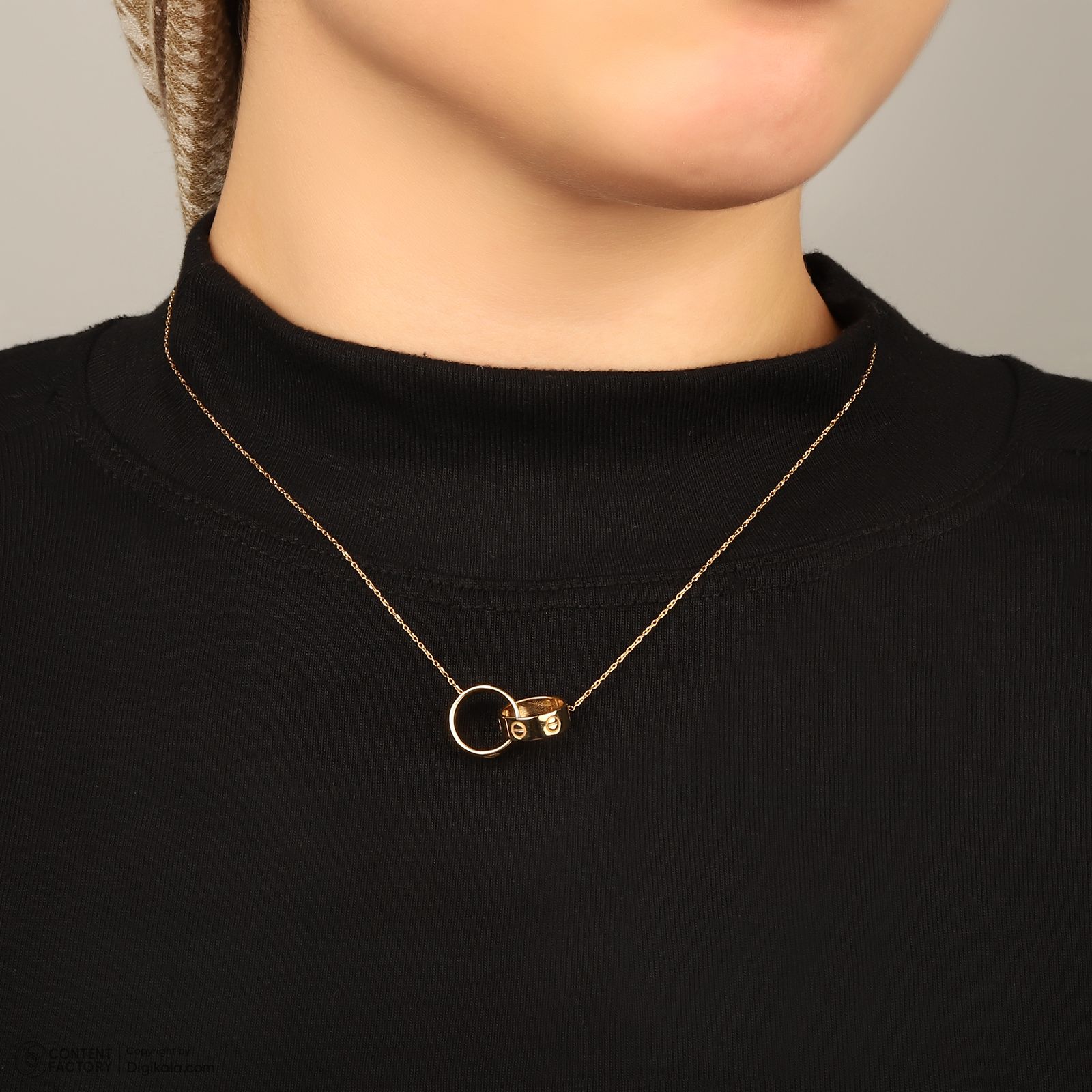 گردنبند طلا 18 عیار زنانه با طرح حلقه‌ای (فلامینگو) گلدم مدل pe144020 -  - 9